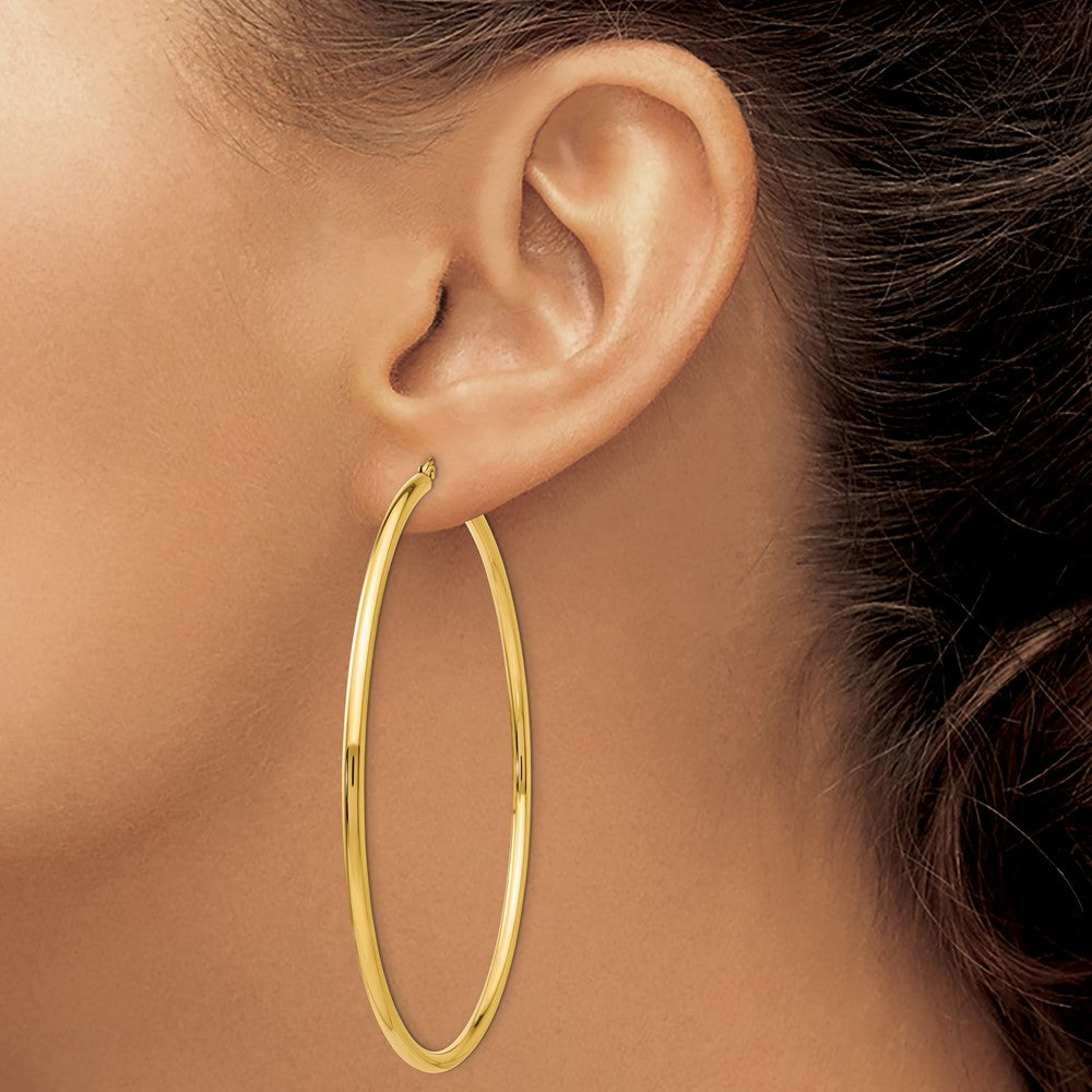 14k Yellow Gold 2.5 mm Round Tube Hoop Earrings (4.79 grams)