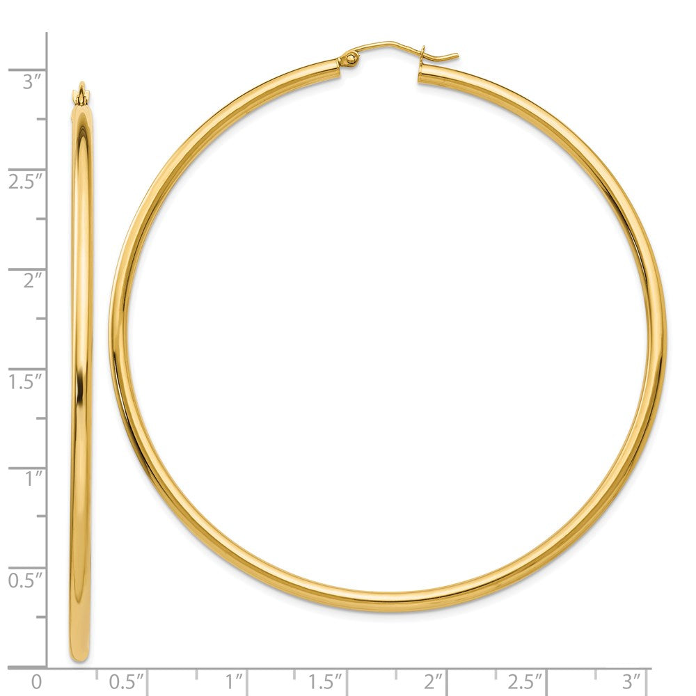 14k Yellow Gold 2.5 mm Round Tube Hoop Earrings (4.79 grams)