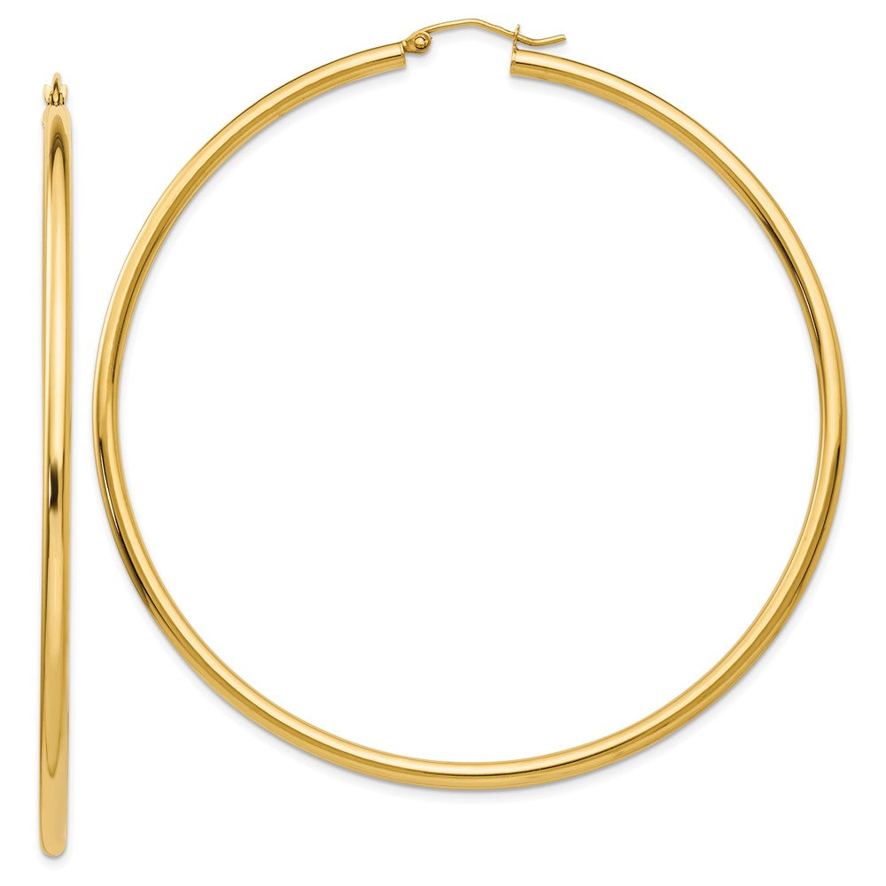 14k Yellow Gold 2.5 mm Round Tube Hoop Earrings (4.79 grams)