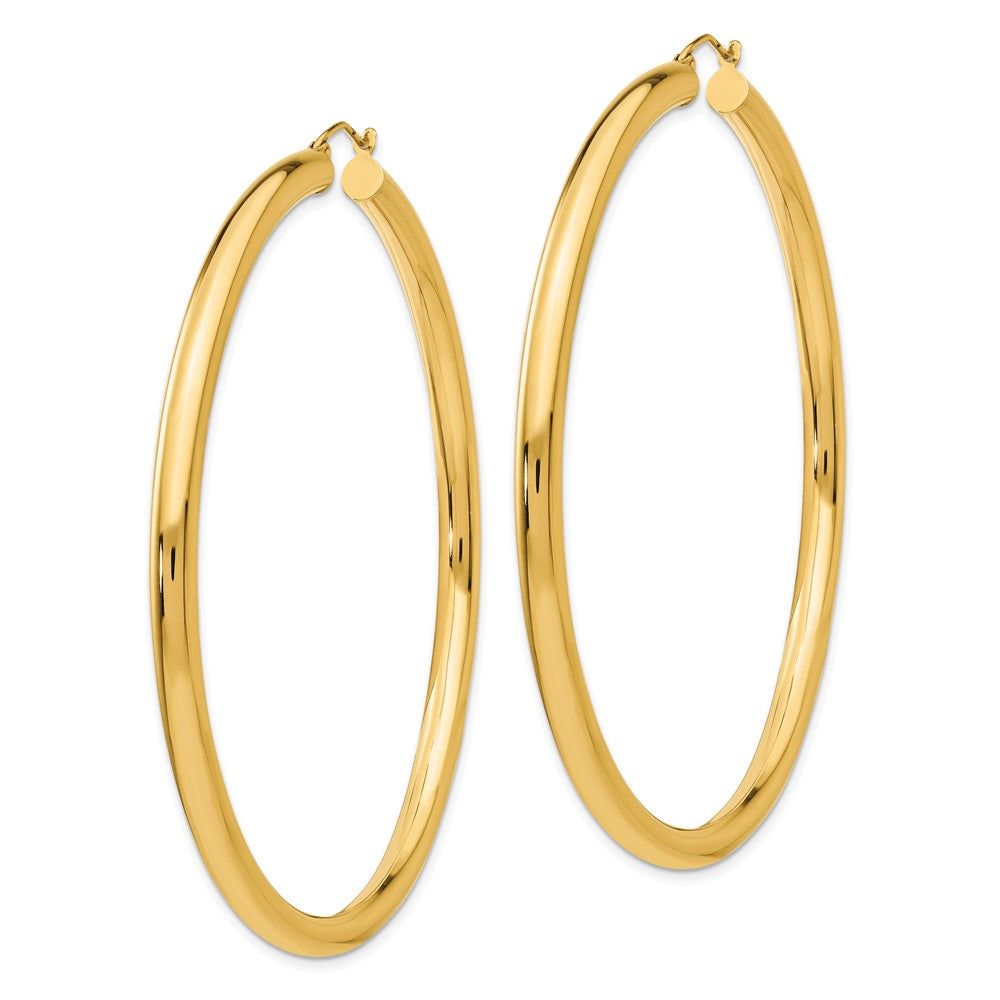 14k Yellow Gold 4 mm Round Tube Hoop Earrings (7.84 grams)