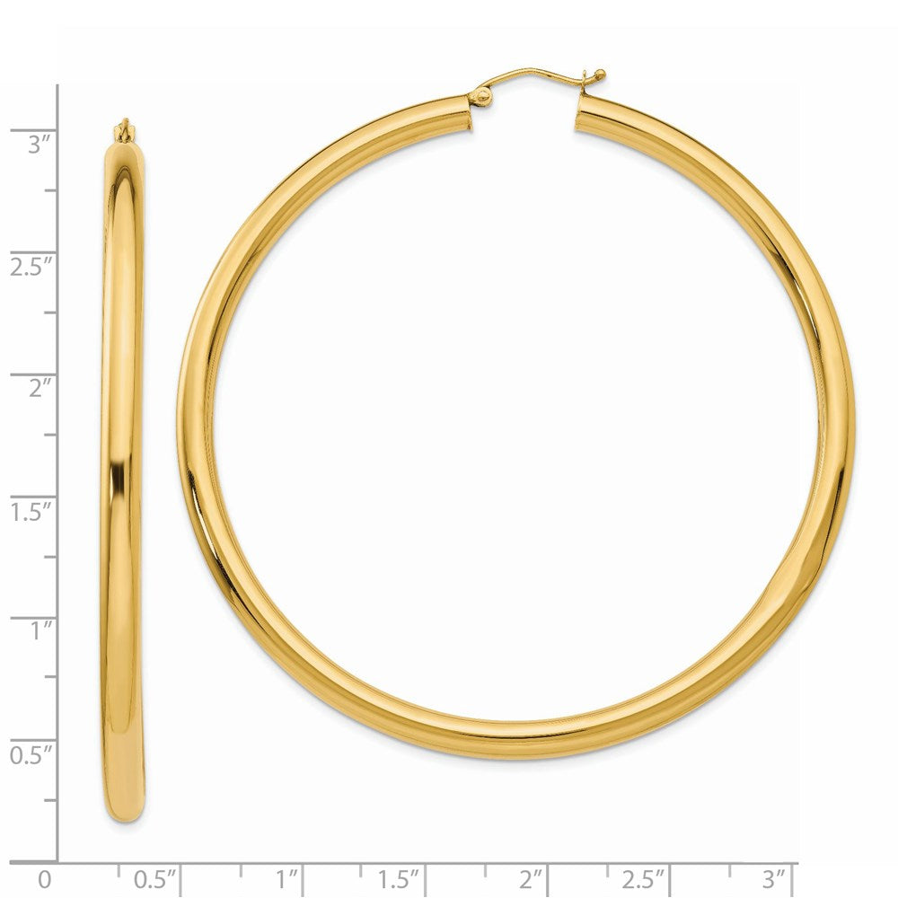 14k Yellow Gold 4 mm Round Tube Hoop Earrings (7.84 grams)