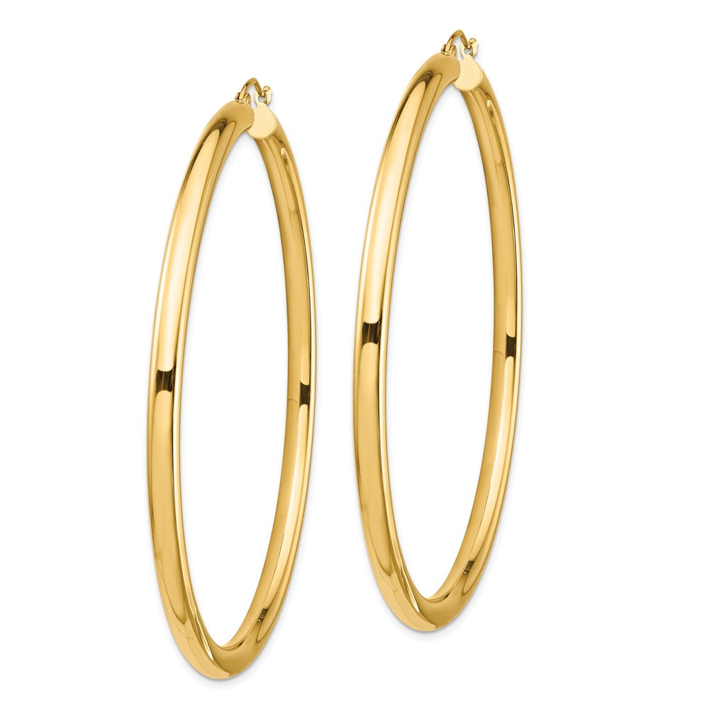 14k Yellow Gold 70 mm Lightweight Round Tube Hoop Earrings (6.23 grams)