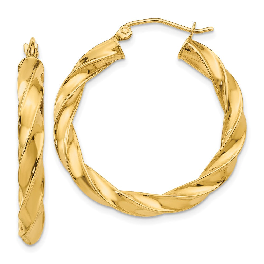 14k Yellow Gold 30 mm Light Twisted Hoop Earrings (3.14 grams)