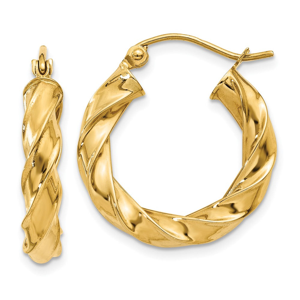 14k Yellow Gold 20 mm Light Twisted Hoop Earrings (1.72 grams)