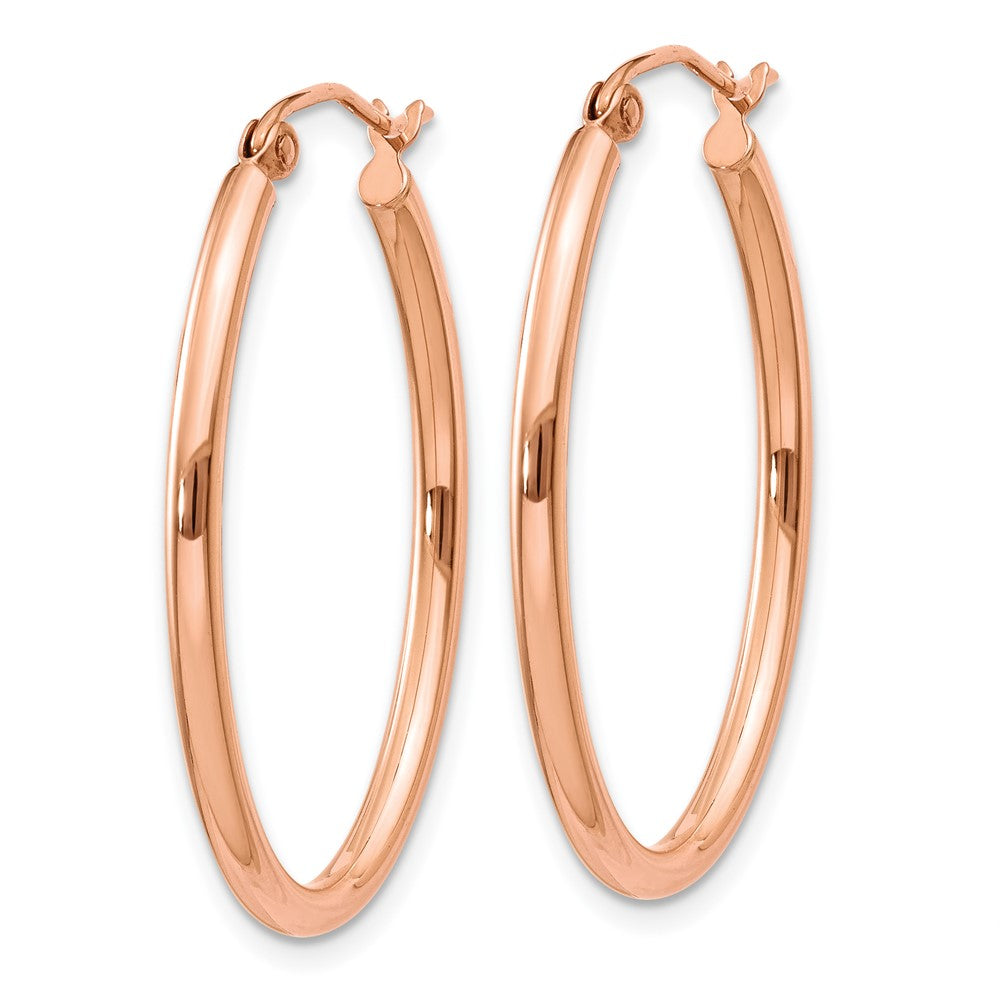 14k Rose Gold 21 mm Oval Hoop Earrings (1.66 grams)