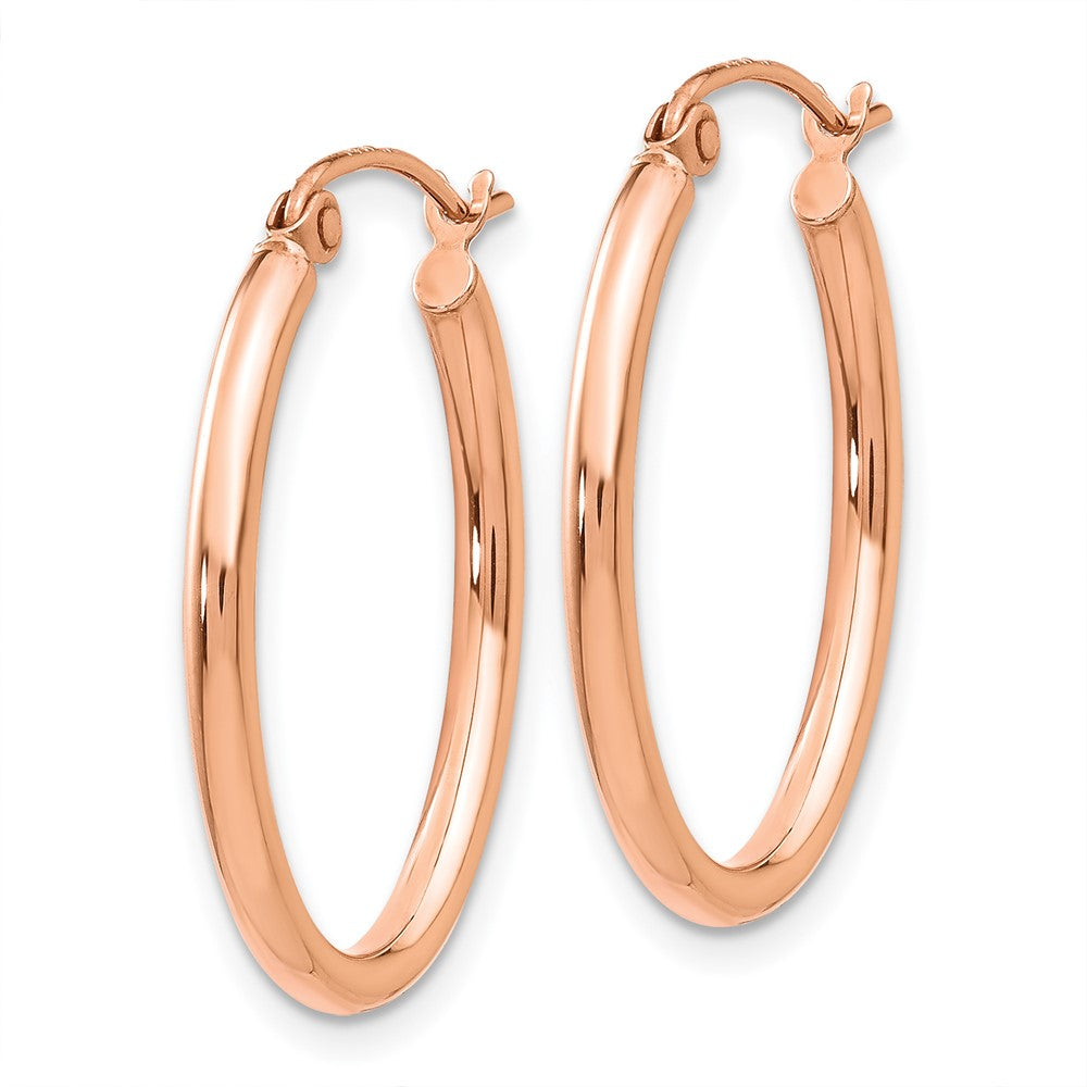 14k Rose Gold 17 mm Oval Hoop Earrings (1.12 grams)