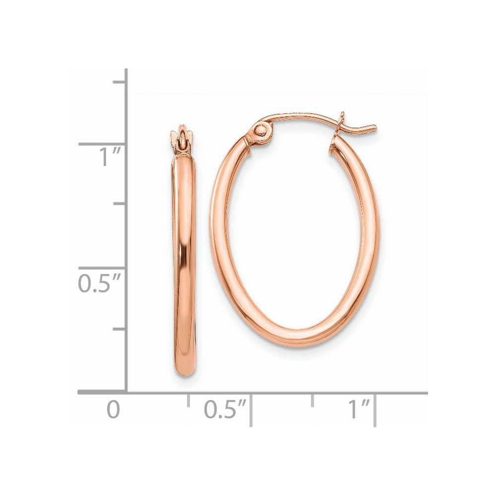 14k Rose Gold 17 mm Oval Hoop Earrings (1.12 grams)