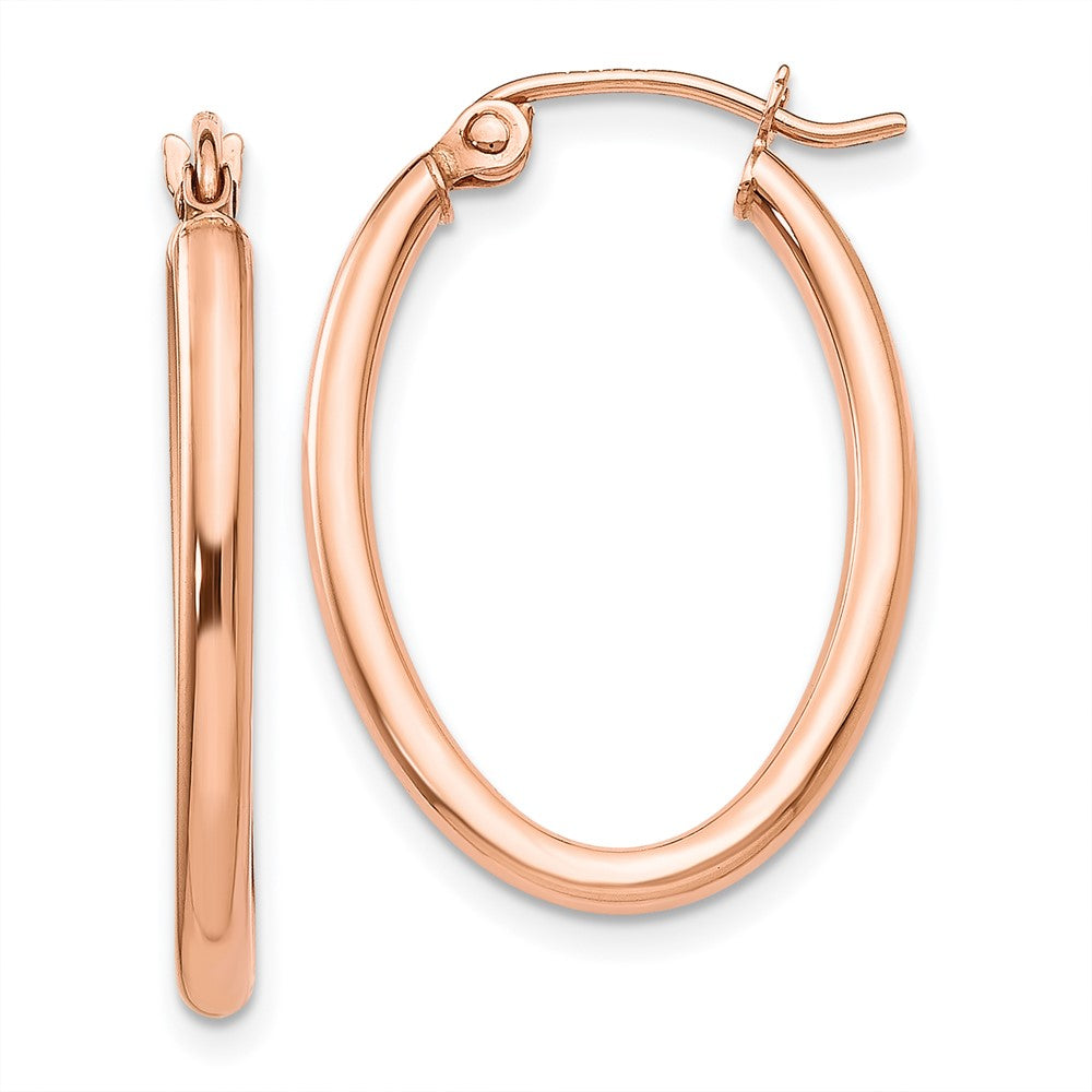 14k Rose Gold 17 mm Oval Hoop Earrings (1.12 grams)