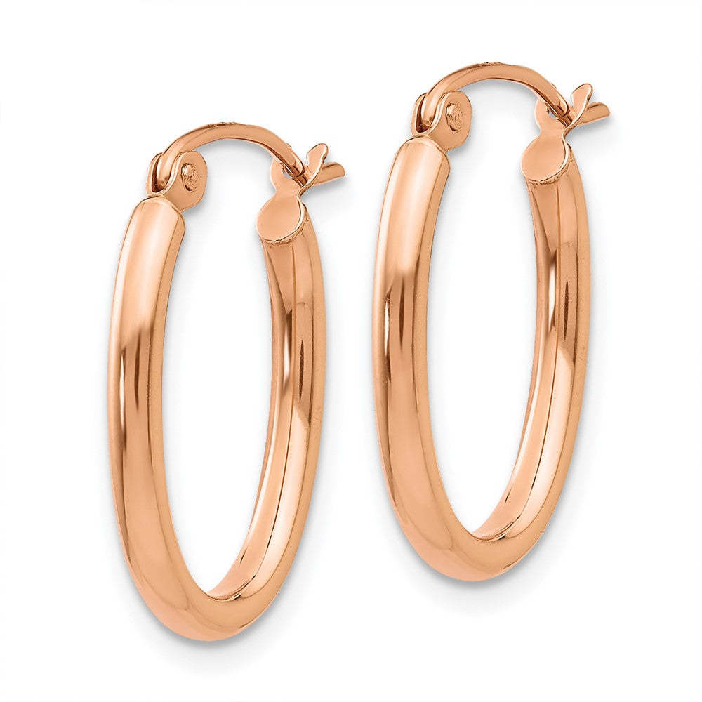 14k Rose Gold 13.5 mm Oval Hoop Earrings (1.16 grams)