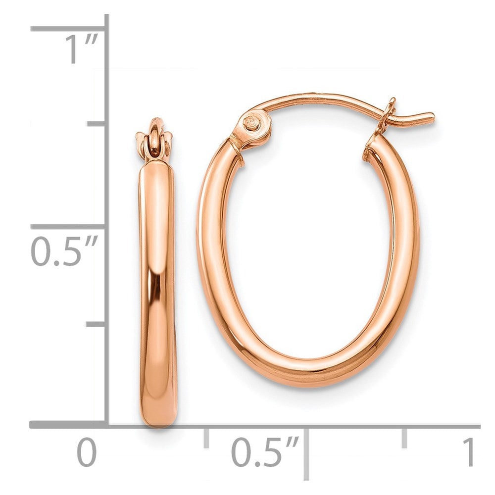 14k Rose Gold 13.5 mm Oval Hoop Earrings (1.16 grams)