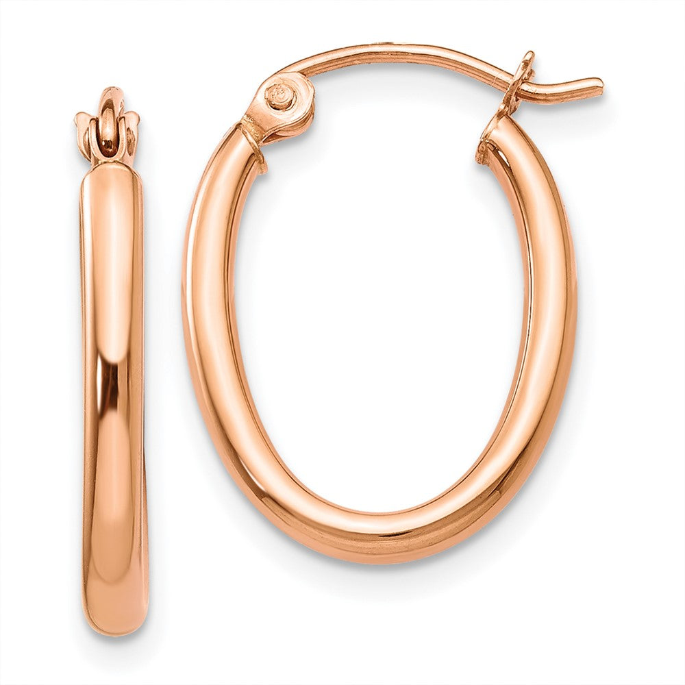 14k Rose Gold 13.5 mm Oval Hoop Earrings (1.16 grams)