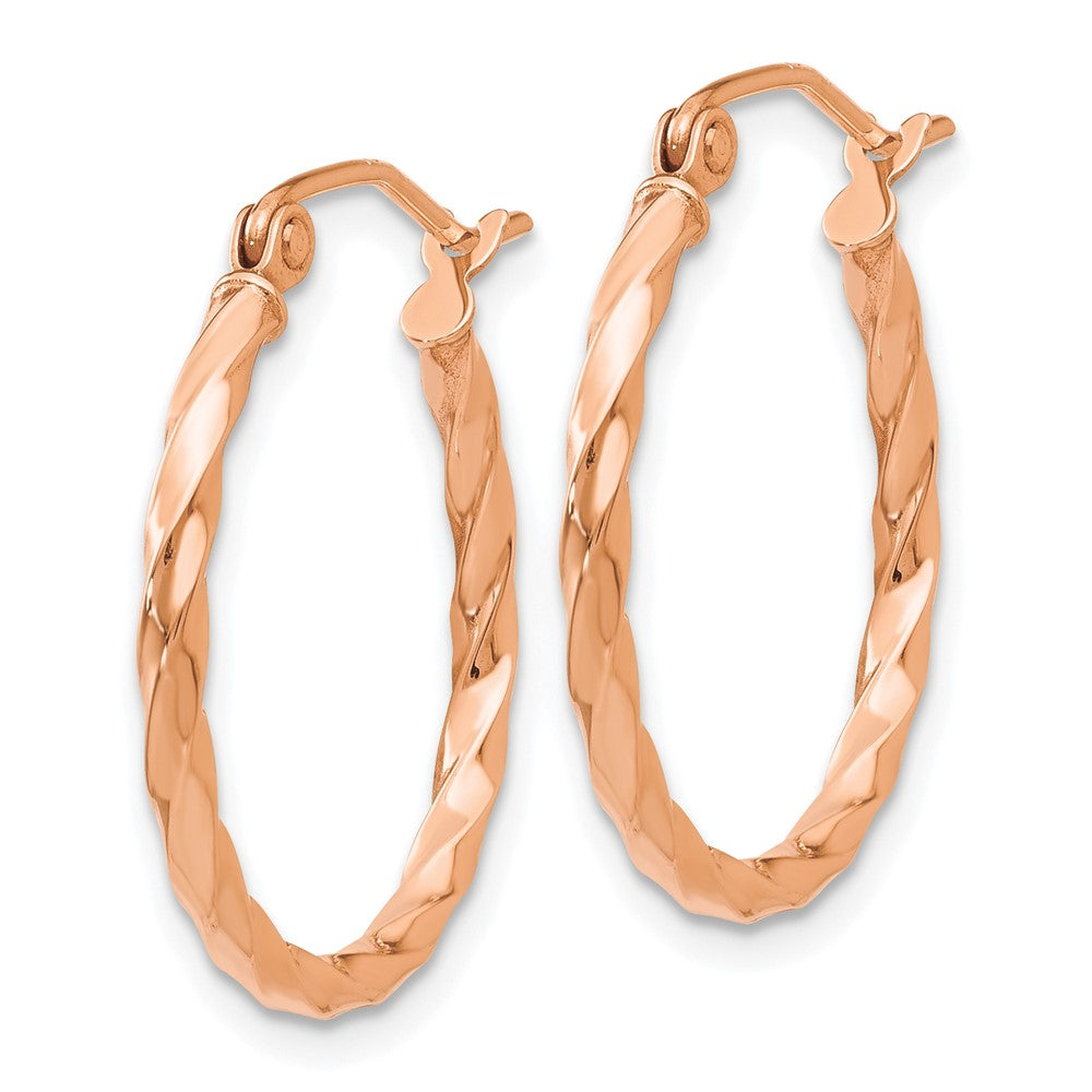 14k Rose Gold 20 mm Twisted Hoop Earrings (1.22 grams)