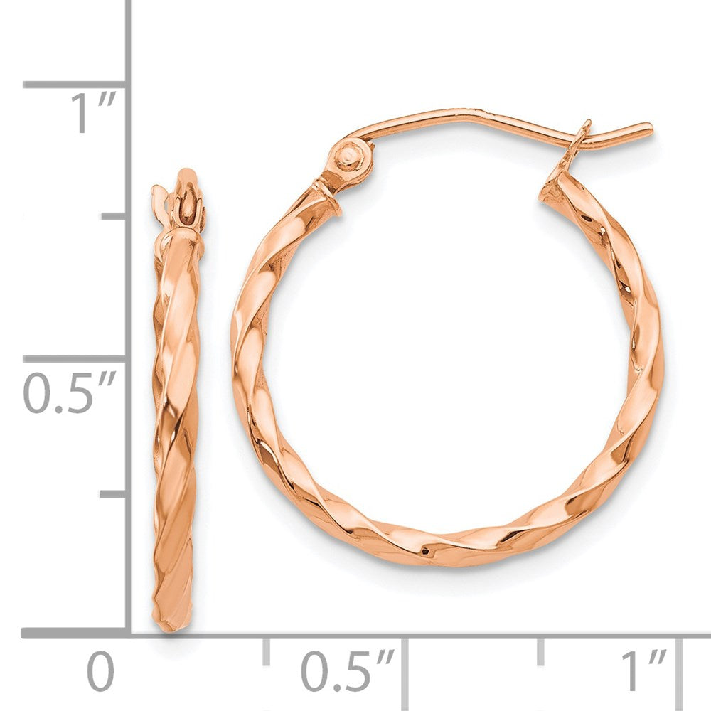 14k Rose Gold 20 mm Twisted Hoop Earrings (1.22 grams)