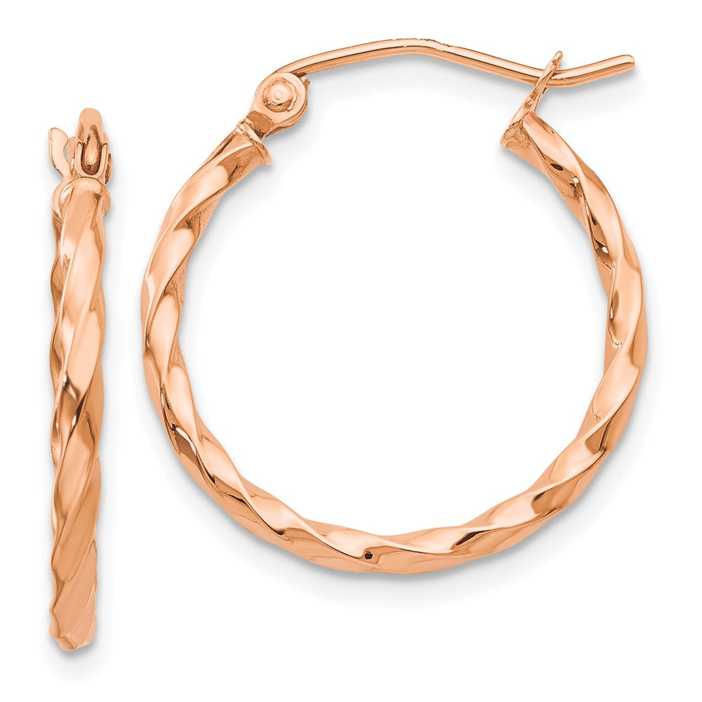 14k Rose Gold 20 mm Twisted Hoop Earrings (1.22 grams)