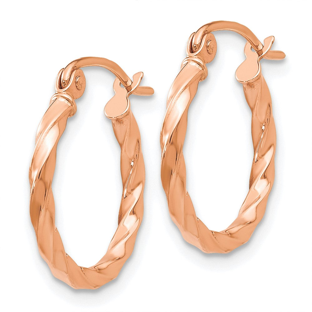 14k Rose Gold 15 mm Twisted Hoop Earrings (0.94 grams)