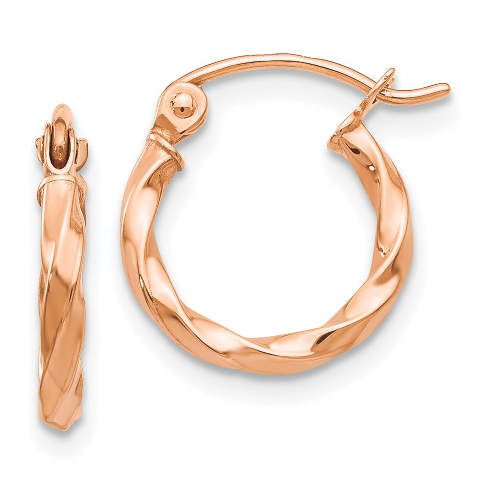 14k Rose Gold 12 mm Twisted Hoop Earrings (0.79 grams)