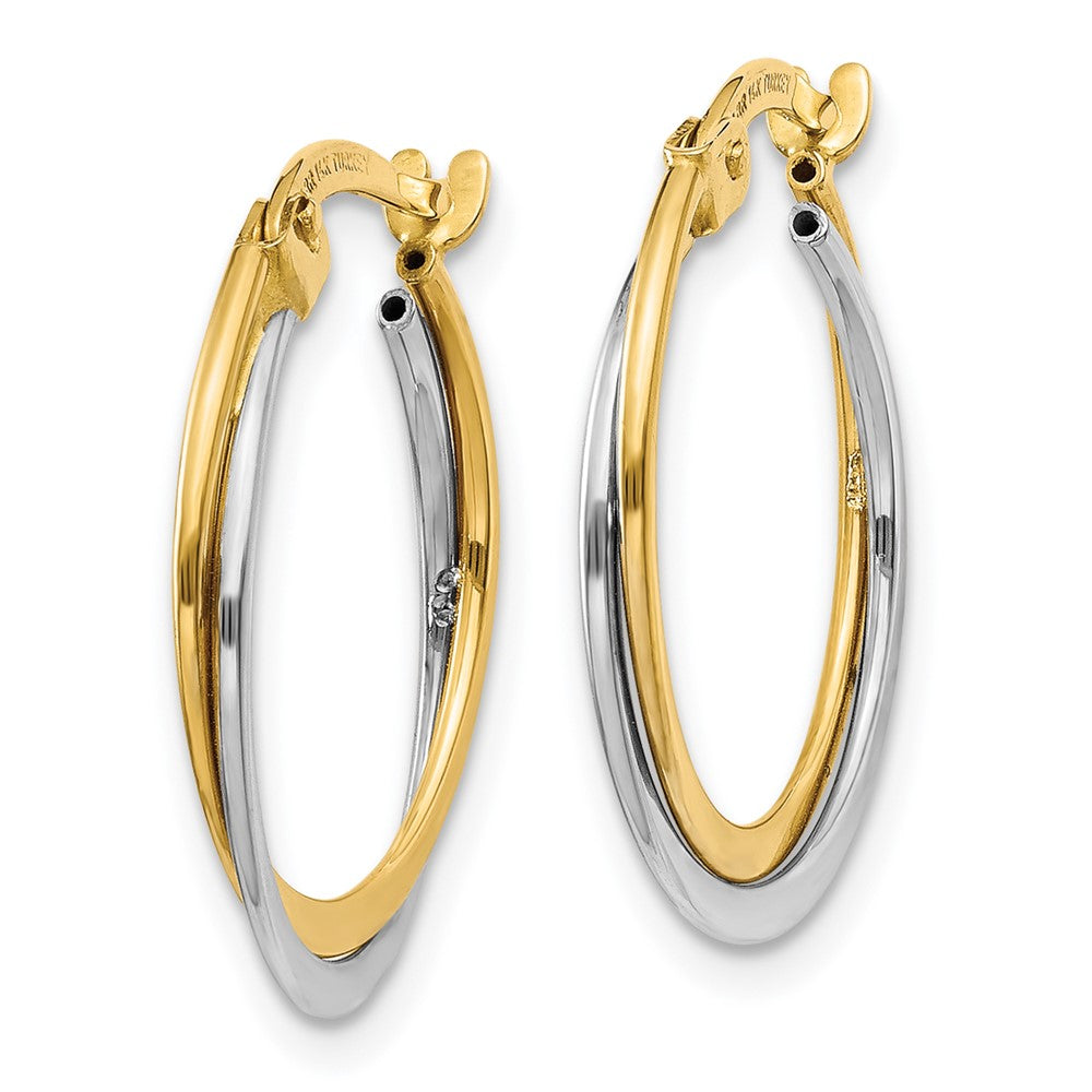 14k Two-tone 4 mm Two-Tone Polished Hoop Earrings (1.24 grams)