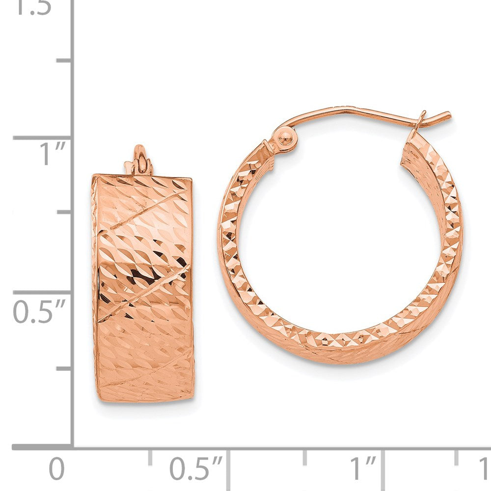 14k Rose Gold 8 mm Diamond Cut Hoop Earrings (2.98 grams)