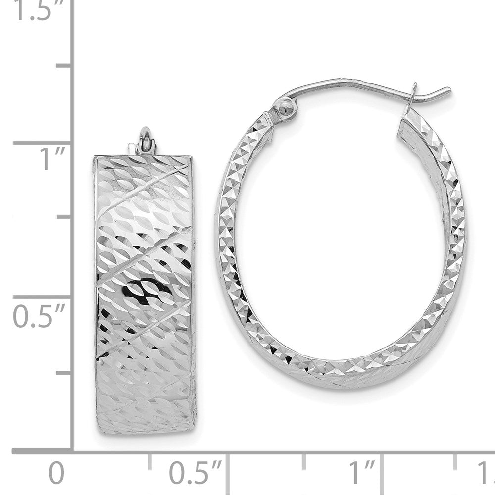 14k White Gold 8 mm Diamond Cut Hoop Earrings (3.31 grams)