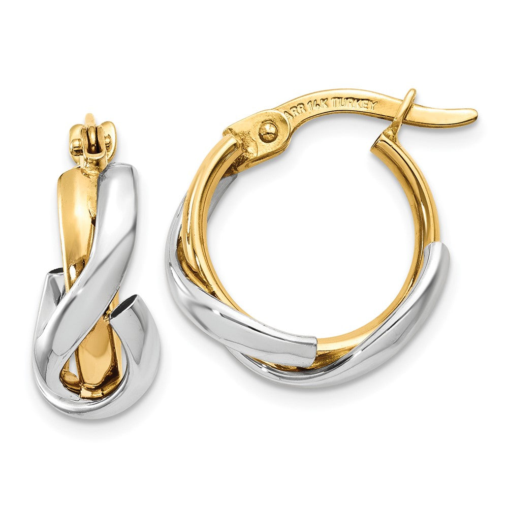 14k Two-tone 5 mm Two-Tone Polished Fancy Hoop Earrings (1.19 grams)