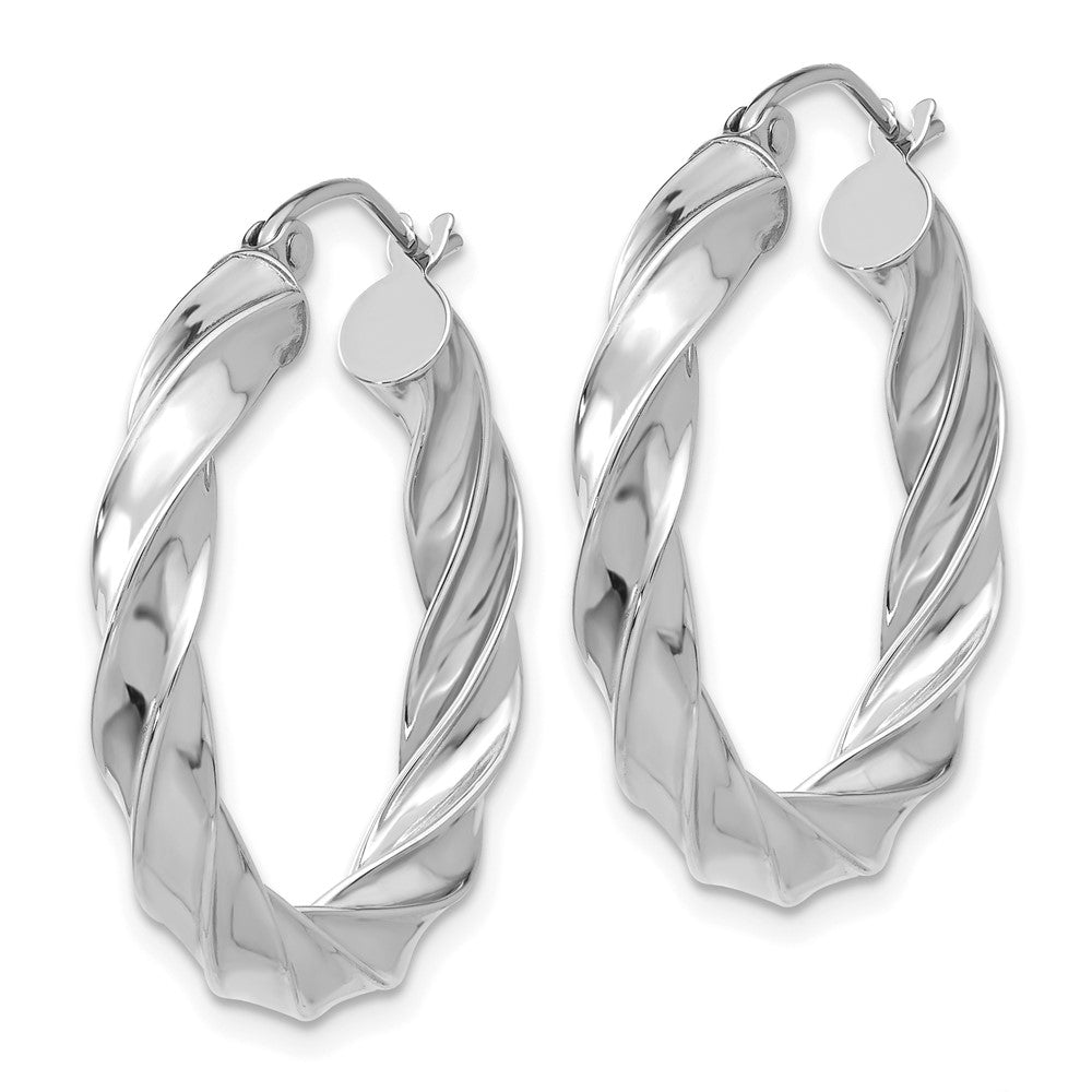 14k White Gold 26 mm Light Twisted Hoop Earrings (2.26 grams)