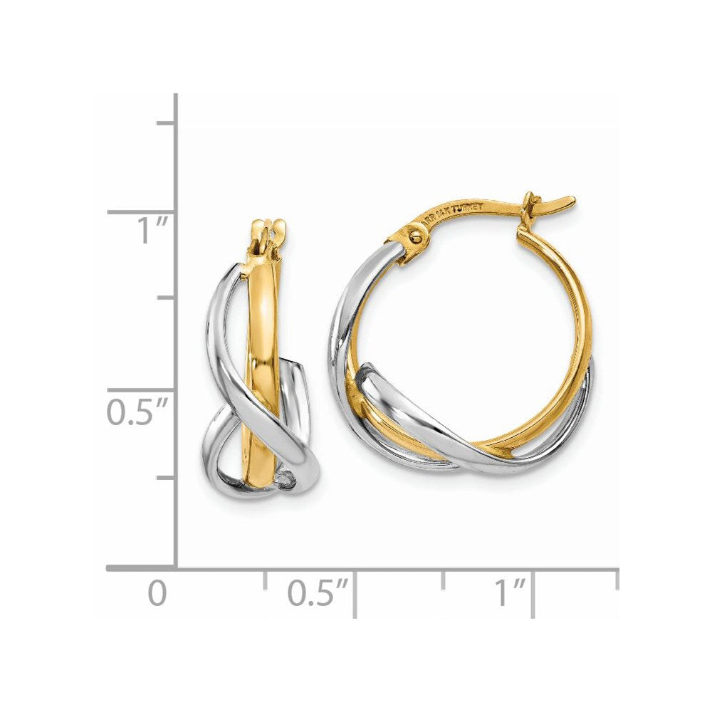 14k Two-tone 5 mm Two-Tone Polished Twisted Hoop Earrings (1.62 grams)