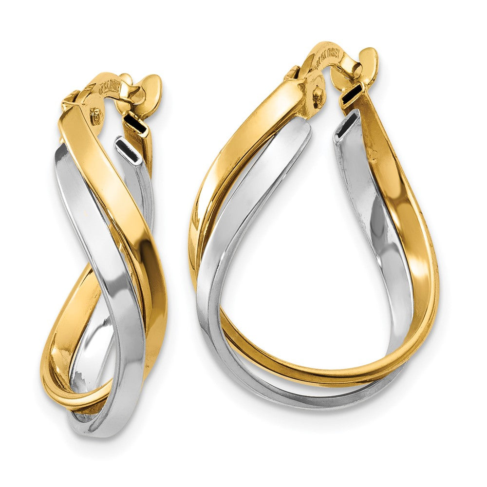 14k Two-tone 8 mm Two-Tone Polished Twisted Hoop Earrings (1.57 grams)