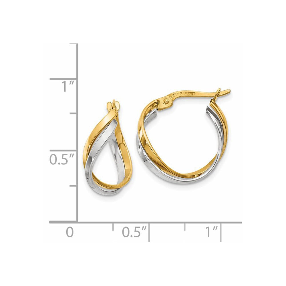 14k Two-tone 8 mm Two-Tone Polished Twisted Hoop Earrings (1.57 grams)