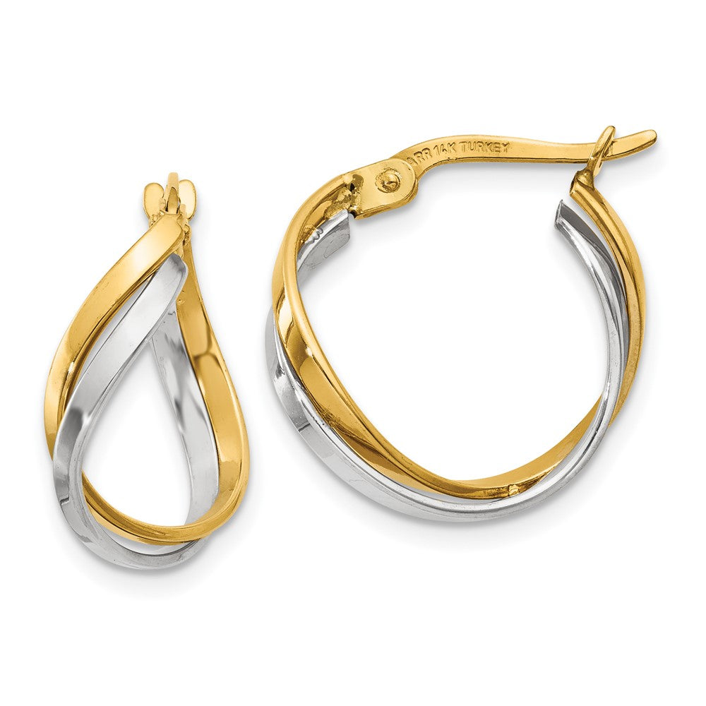 14k Two-tone 8 mm Two-Tone Polished Twisted Hoop Earrings (1.57 grams)