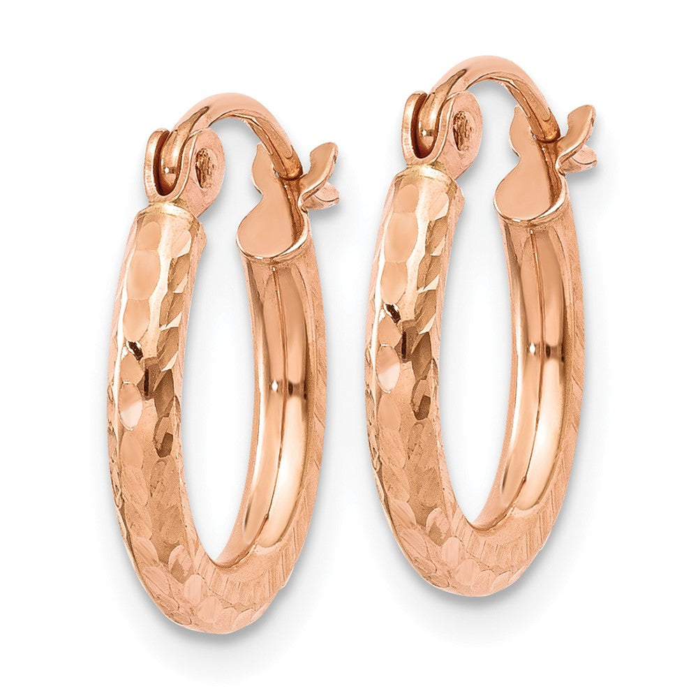 14k Rose Gold 2 mm Lightweight Diamond-cut Hoop Earrings (0.73 grams)