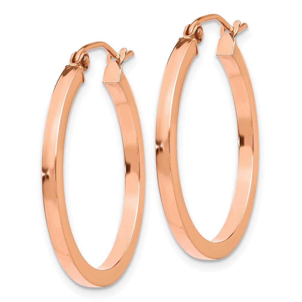 14k Rose Gold 2 mm Lightweight Square Tube Hoop Earrings (1.74 grams)