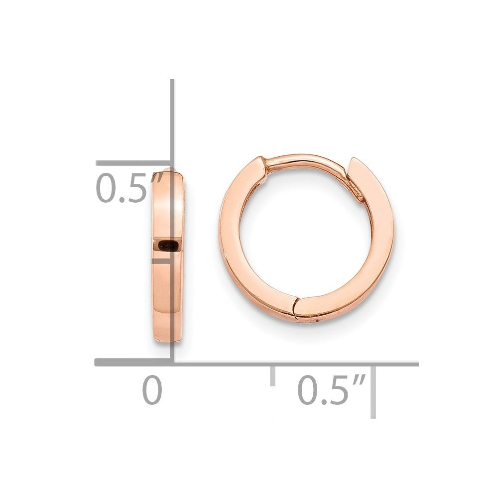 14k Rose Gold 2 mm Round Hinged Hoop Earrings (1.18 grams)