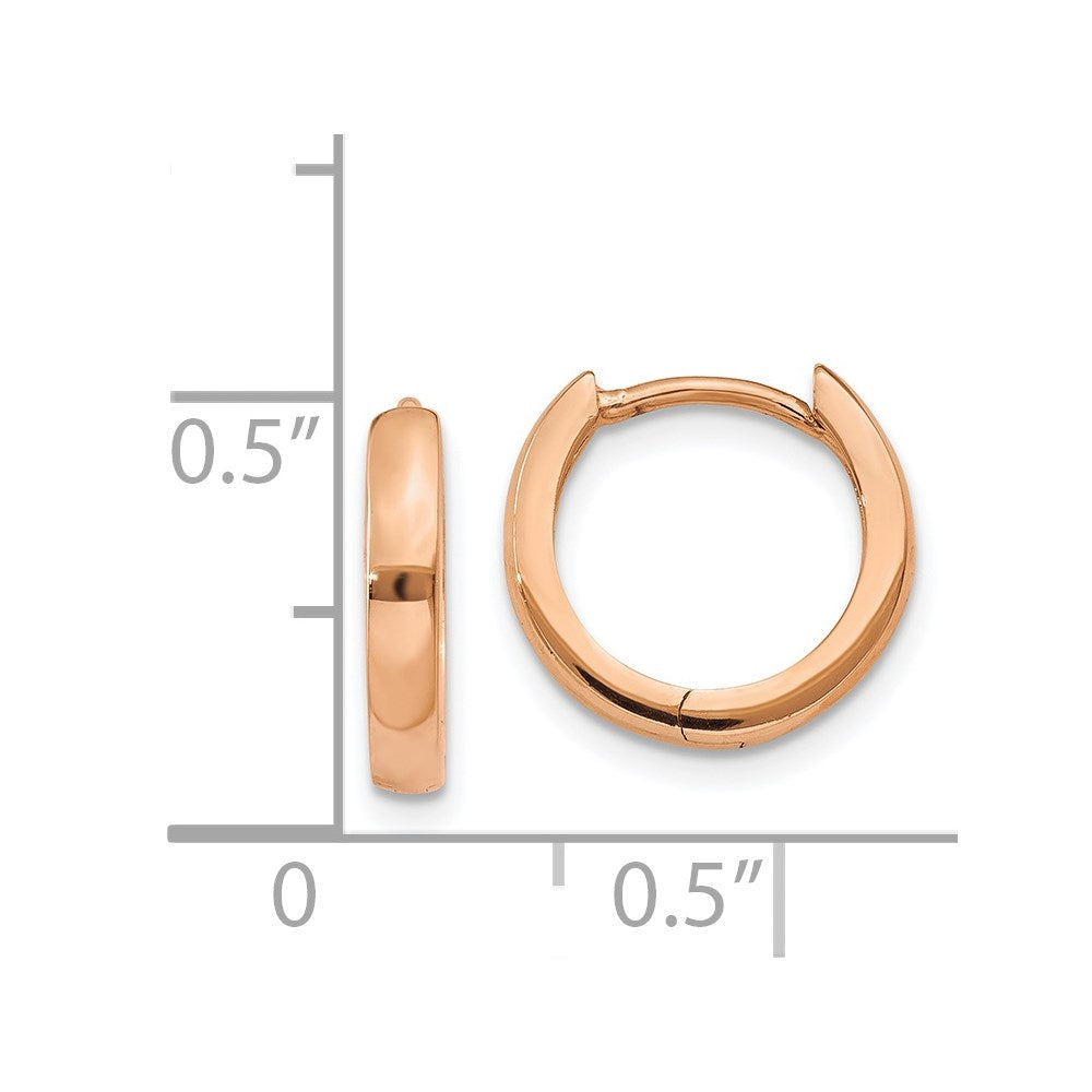 14k Rose Gold 1.8 mm Round Hinged Hoop Earrings (1.21 grams)