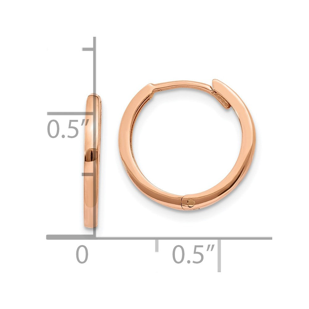 14k Rose Gold 1.5 mm Round Hinged Hoop Earrings (1.51 grams)