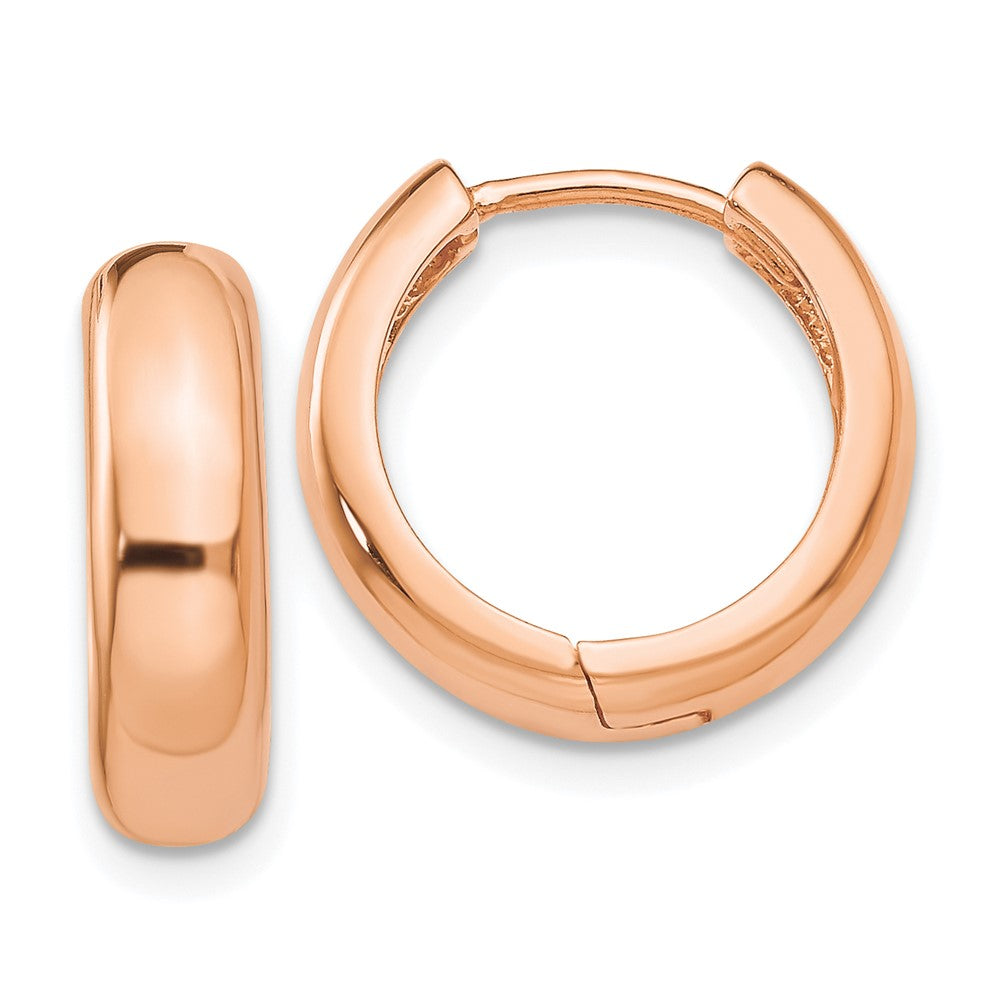 14k Rose Gold 4 mm Round Hinged Hoop Earrings (3.44 grams)