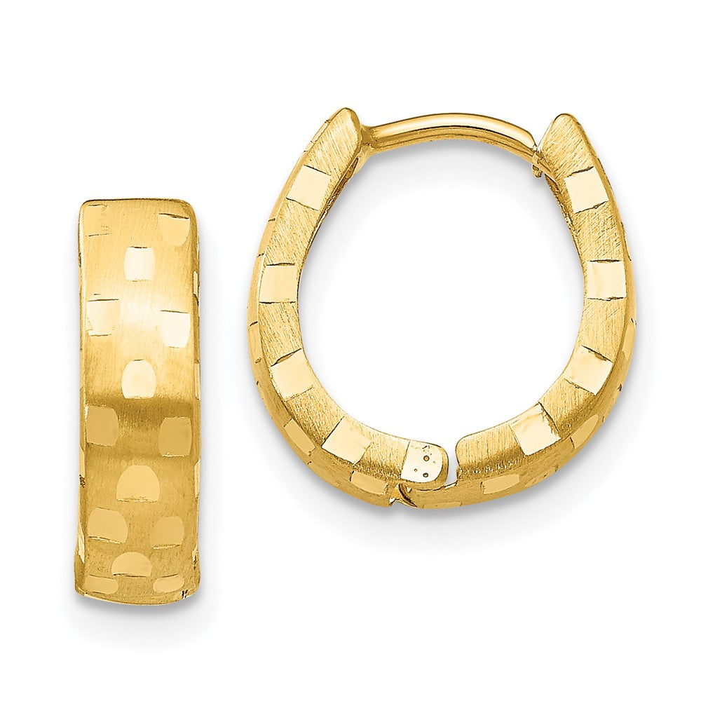 14k Yellow Gold 4 mm Patterned Hinged Hoop Earrings (0.94 grams)