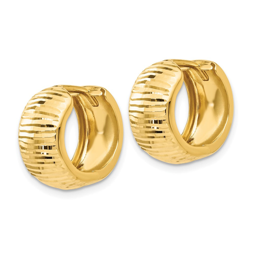 14k Yellow Gold 8 mm Gold Textured and Polished Hinged Hoop Earrings (1.98 grams)