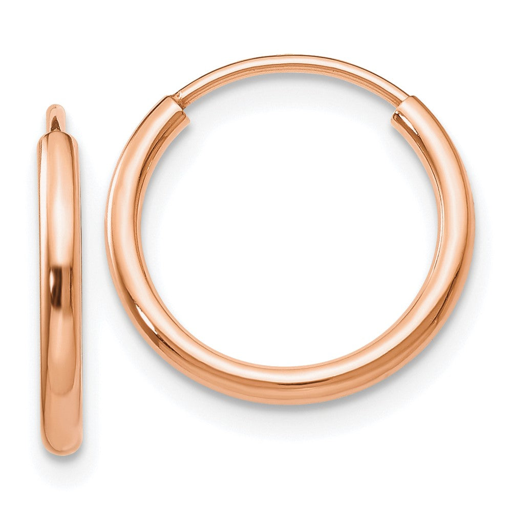 14k Rose Gold 15 mm Polished Endless Tube Hoop Earrings (0.52 grams)