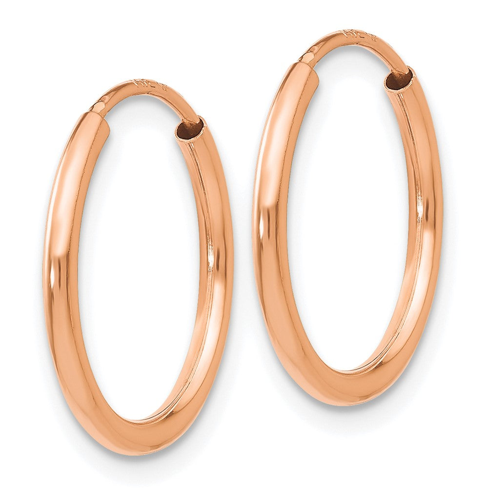 14k Rose Gold 16 mm Polished Endless Tube Hoop Earrings (0.59 grams)