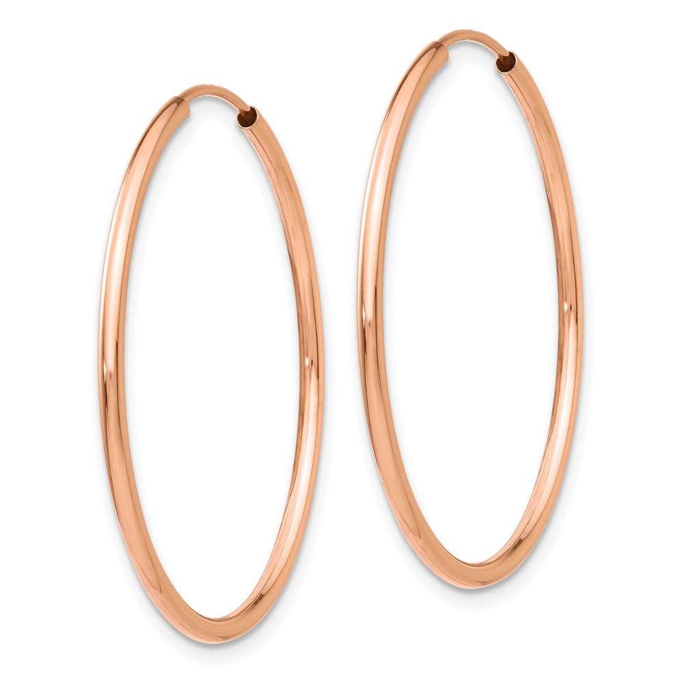 14k Rose Gold 30 mm Polished Endless Tube Hoop Earrings (1.3 grams)