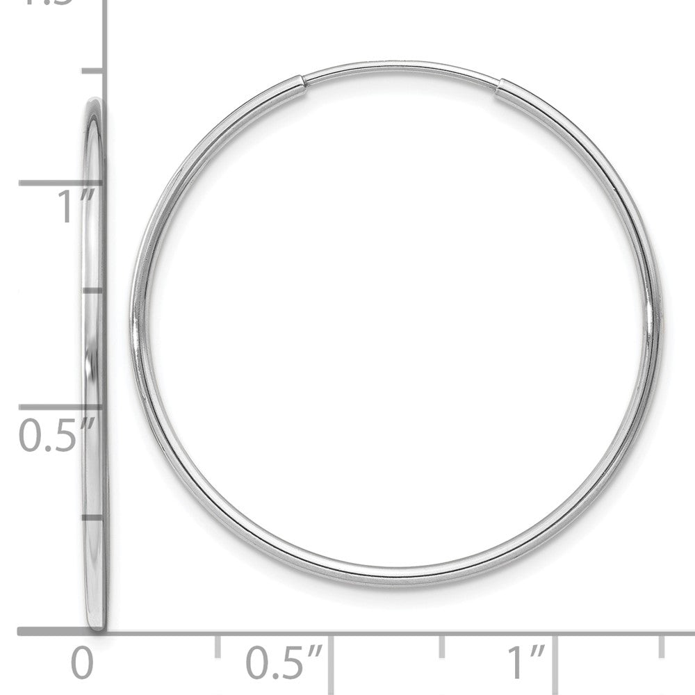 14k White Gold 30 mm Polished Endless Tube Hoop Earrings (1.02 grams)