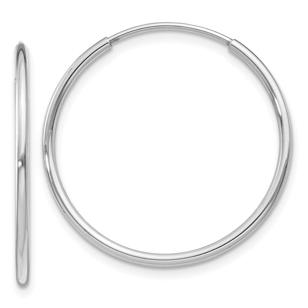 14k White Gold 25 mm Polished Endless Tube Hoop Earrings (0.8 grams)