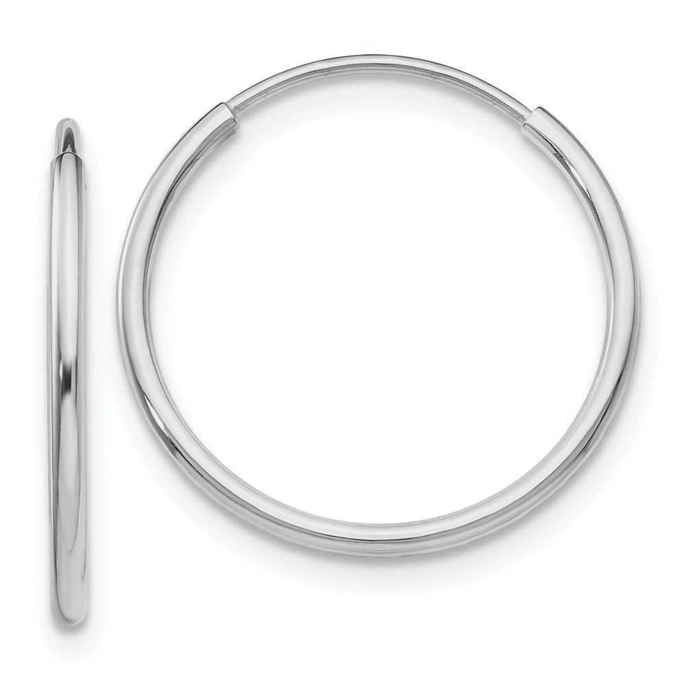14k White Gold 20 mm Polished Endless Tube Hoop Earrings (0.63 grams)