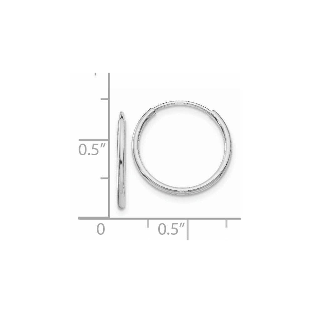 14k White Gold 16 mm Polished Endless Tube Hoop Earrings (0.53 grams)
