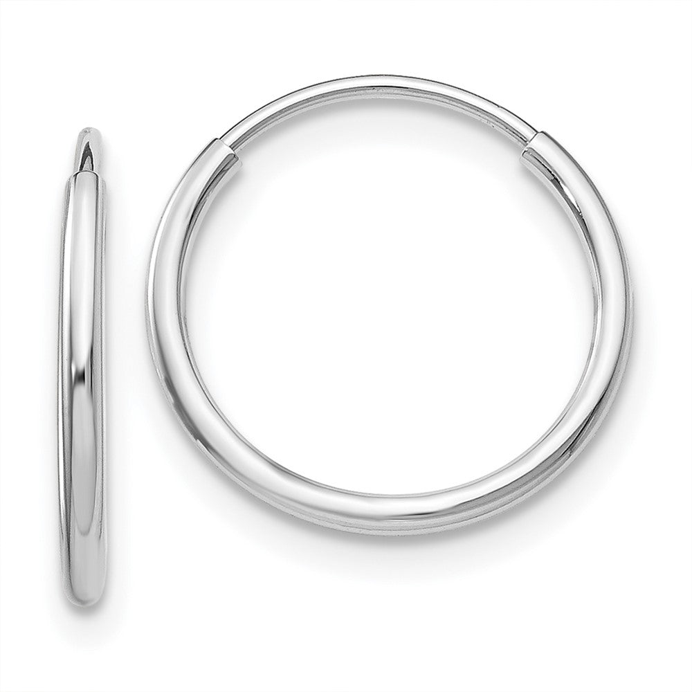 14k White Gold 14 mm Polished Endless Tube Hoop Earrings (0.43 grams)