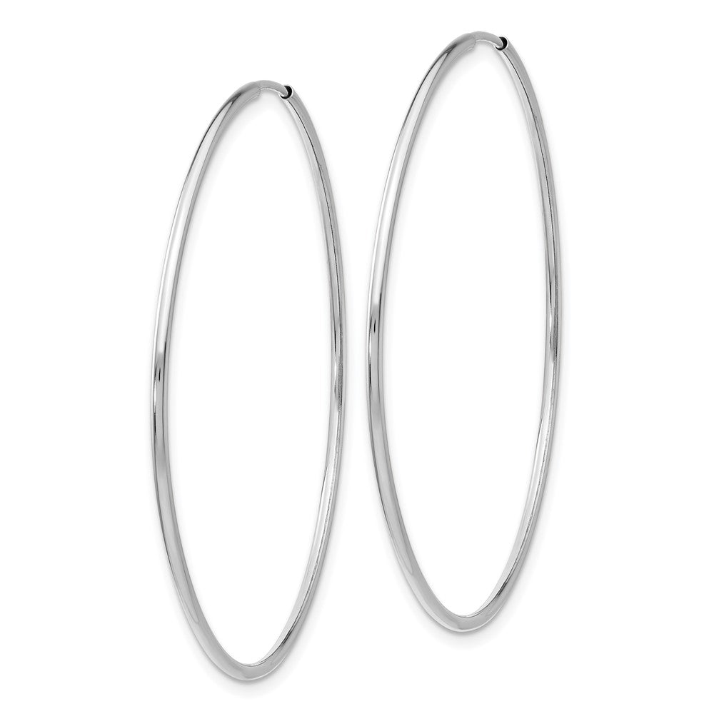 14k White Gold 46 mm Polished Endless Tube Hoop Earrings (1.67 grams)