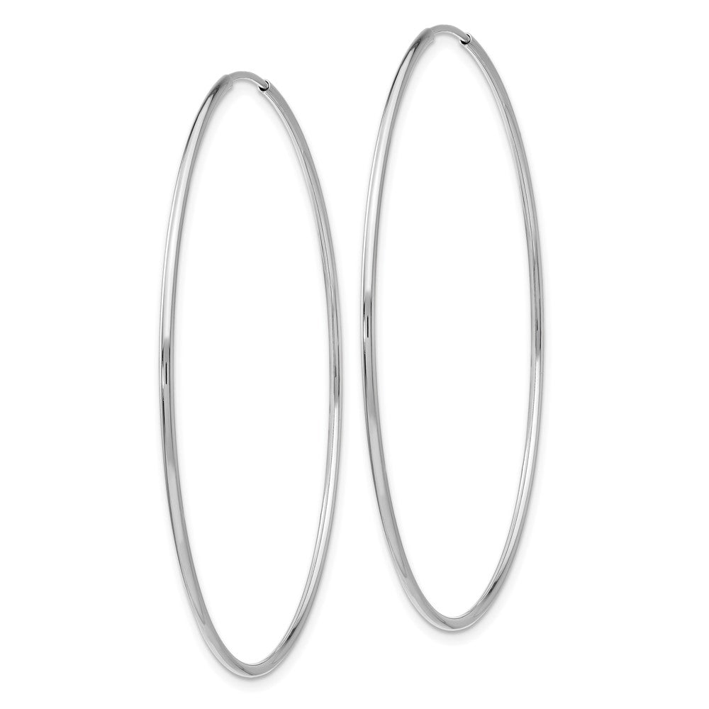 14k White Gold 54 mm Polished Endless Tube Hoop Earrings (1.81 grams)