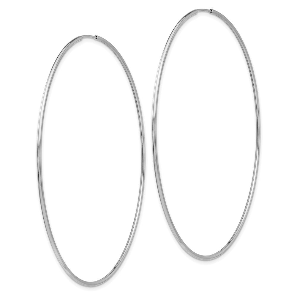 14k White Gold 69.5 mm Polished Endless Tube Hoop Earrings (2.5 grams)