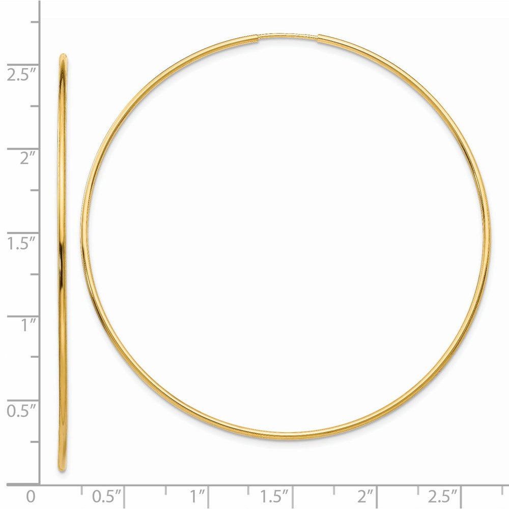 14k Yellow Gold 63 mm Polished Endless Tube Hoop Earrings (2.11 grams)