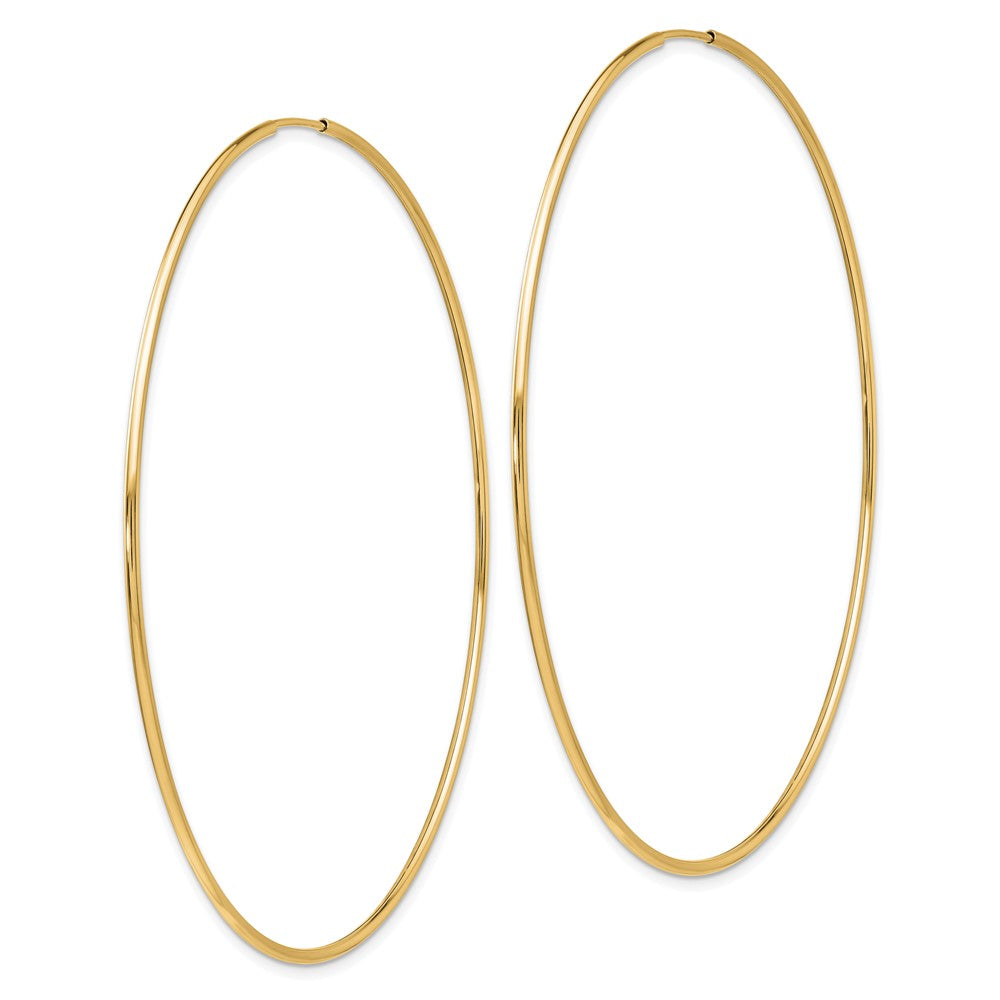 14k Yellow Gold 69.5 mm Polished Endless Tube Hoop Earrings (2.43 grams)